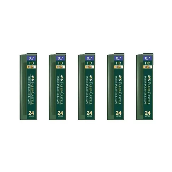 نوک مداد نوکی 0.7 میلی متری فابر کاستل مدل Super Polymer HB بسته پنج عددی