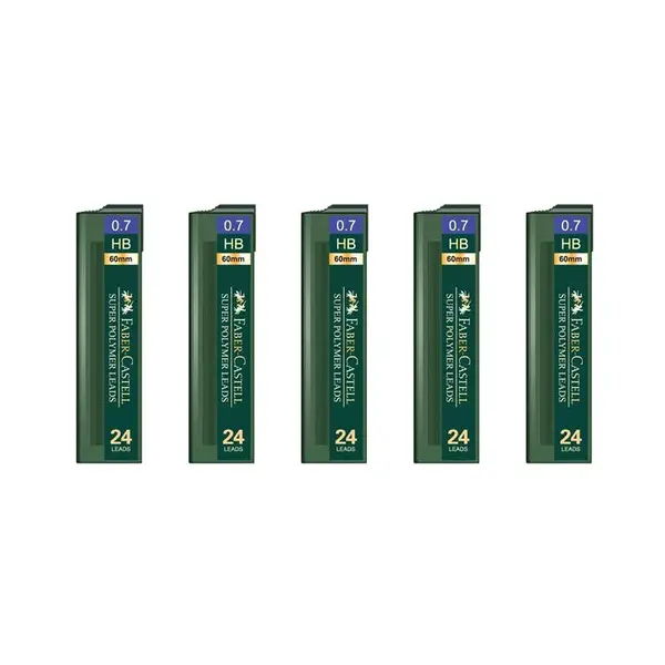 نوک مداد نوکی 0.7 میلی متری فابر کاستل مدل Super Polymer HB بسته پنج عددی