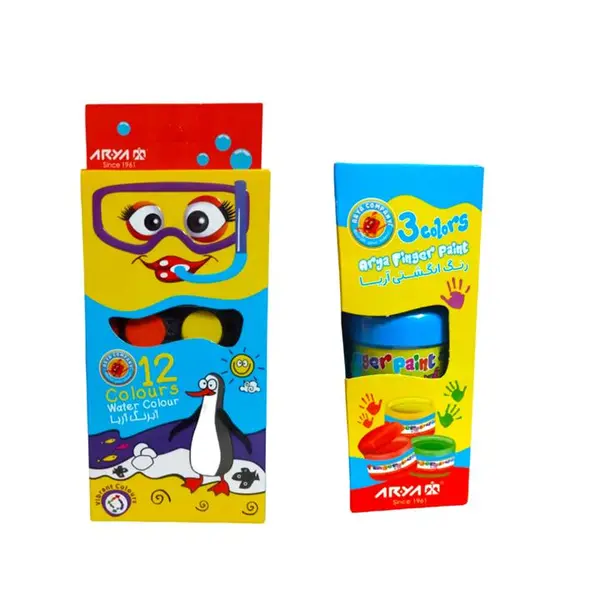 آبرنگ 12 رنگ آریا مدل 01 به همراه رنگ انگشتی - 3