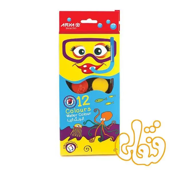 آبرنگ آریا مدل 12 رنگ طرح کمان بزرگ کد 5009