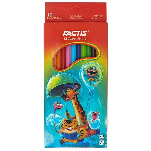 مداد رنگی 12 رنگ جعبه مقوایی طرح زرافه فکتیس FACTIS - 6