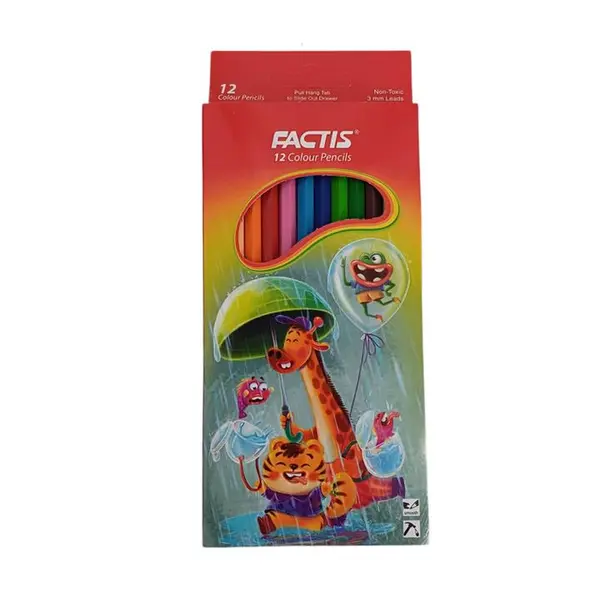 مداد رنگی 12 رنگ جعبه مقوایی طرح زرافه فکتیس FACTIS - 4