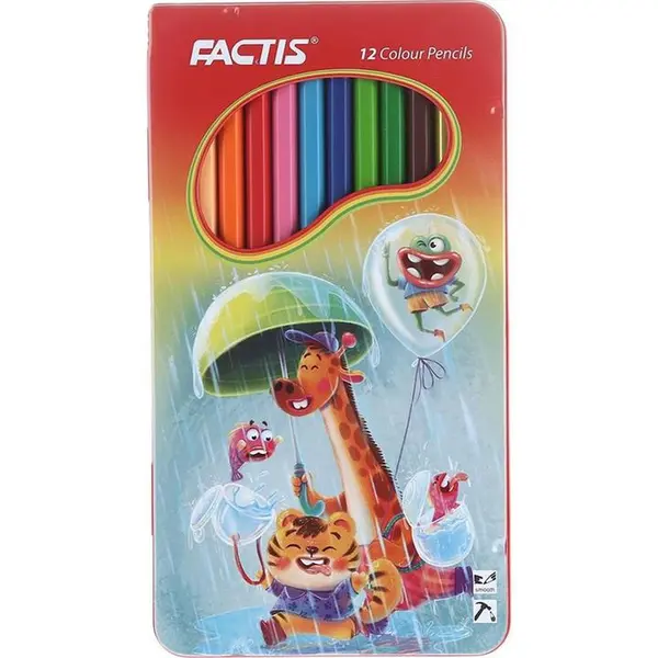 مداد رنگی 12 رنگ جعبه مقوایی طرح زرافه فکتیس FACTIS - 5