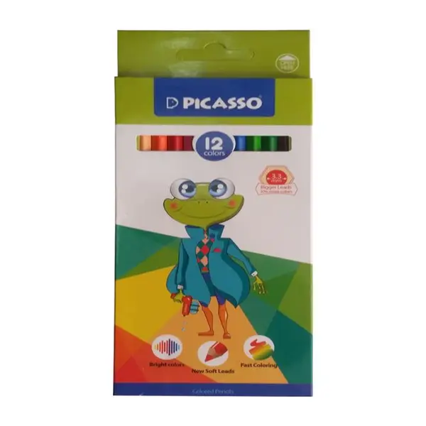 مداد رنگی 12 رنگ پیکاسو طرح قورباغه مدل GOL-12-C