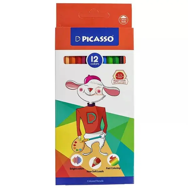 مداد رنگی 12 رنگ پیکاسو طرح قورباغه مدل GOL-12-C