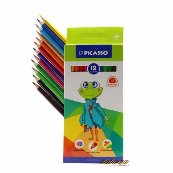 مداد رنگی 12 رنگ پیکاسو طرح قورباغه مدل GOL-12-C