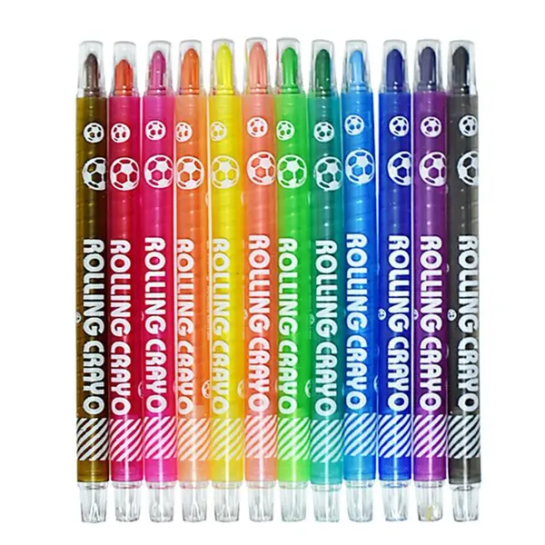 مداد شمعی 12 رنگ یالونگ مدل Rolling Crayon - 2