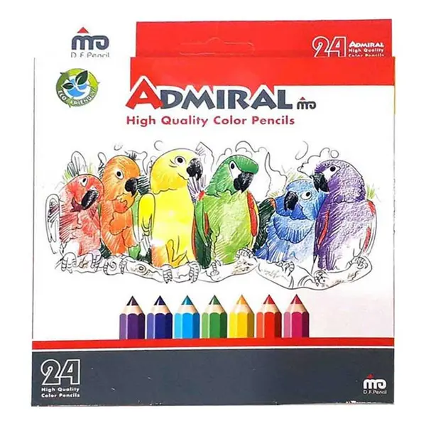مداد رنگی 24 رنگ آدمیرال جعبه مقوایی مدل MDF - 2