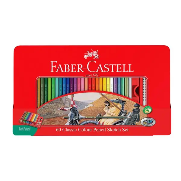 مداد رنگی کلاسیک جعبه فلزی دارای چرخه رنگ 60 رنگ فابر کاستل - 2