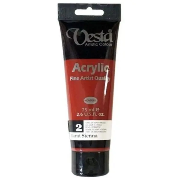 رنگ اکریلیک وستا مدل 02 Burnt Sienna حجم 75 میلی لیتر