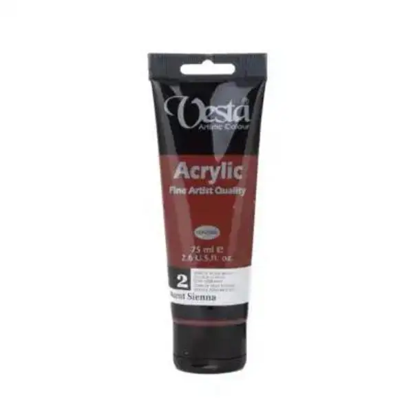 رنگ اکریلیک وستا مدل 02 Burnt Sienna حجم 75 میلی لیتر