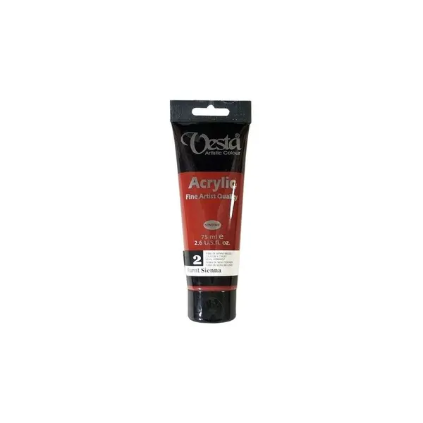 رنگ اکریلیک وستا مدل 02 Burnt Sienna حجم 75 میلی لیتر