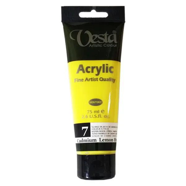 رنگ اکریلیک وستا مدل 07 Cadmium Lemon Hue حجم 75 میلی لیتر