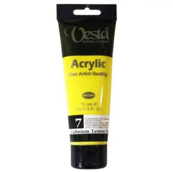 رنگ اکریلیک وستا مدل 07 Cadmium Lemon Hue حجم 75 میلی لیتر
