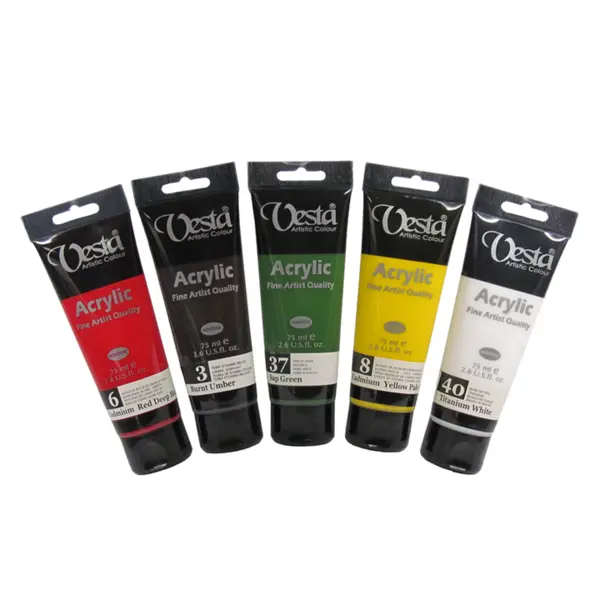 رنگ اکریلیک وستا مدل 08 Cadmium Yellow Pale Hue حجم 75 میلی لیتر