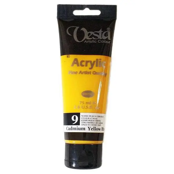 رنگ اکریلیک وستا مدل 09 Cadmium Yellow Hue حجم 75 میلی لیتر