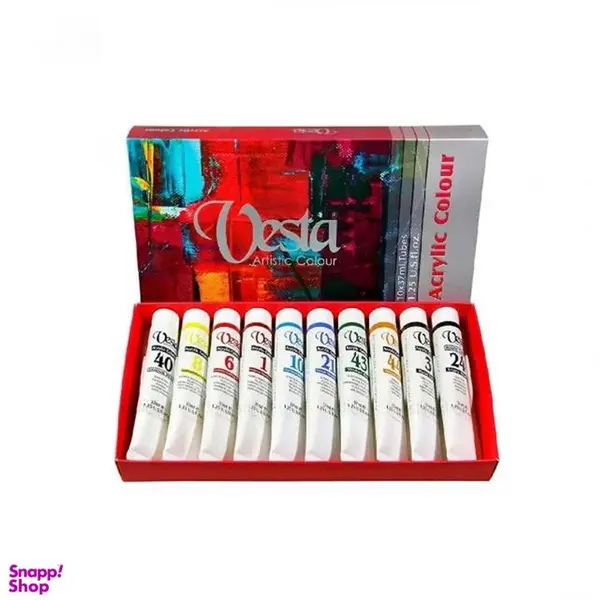 رنگ اکریلیک 10 رنگ وستا مدل NB22 حجم 37 میلی لیتر