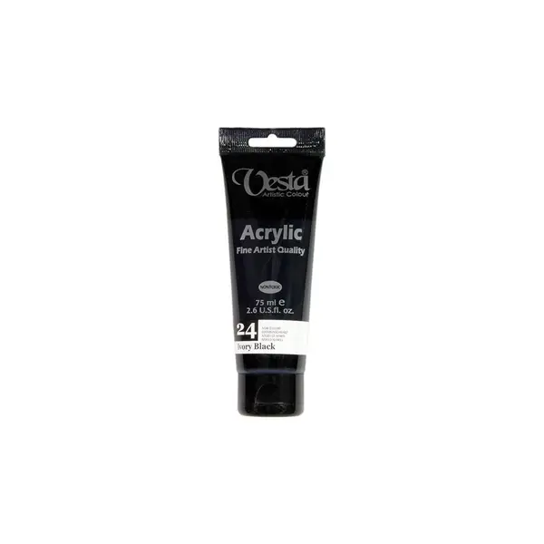 رنگ اکریلیک وستا مدل 24 Ivory Black حجم 75 میلی لیتر