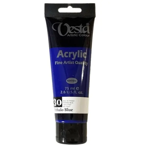 رنگ اکریلیک وستا مدل 30 Phtalo Blue حجم 75 میلی لیتر