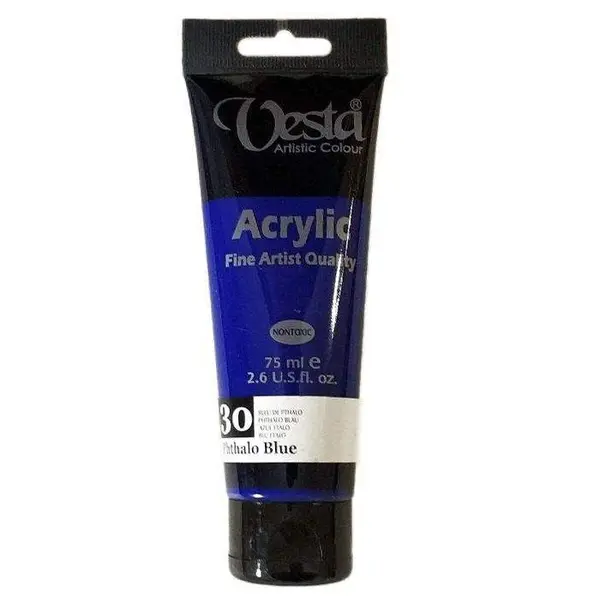 رنگ اکریلیک وستا مدل 30 Phtalo Blue حجم 75 میلی لیتر