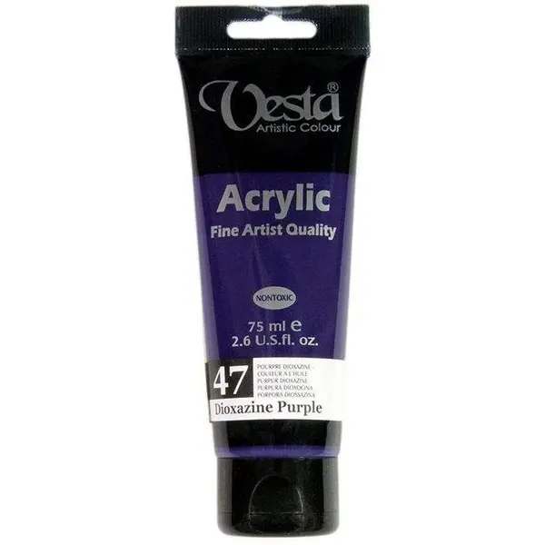 رنگ اکریلیک وستا مدل 47 Dioxazine Purple حجم 75 میلی لیتر