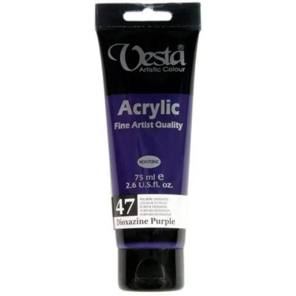 رنگ اکریلیک وستا مدل 47 Dioxazine Purple حجم 75 میلی لیتر