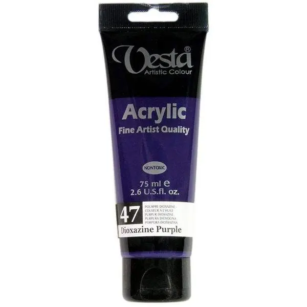 رنگ اکریلیک وستا مدل 47 Dioxazine Purple حجم 75 میلی لیتر