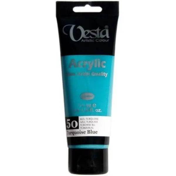 رنگ اکریلیک وستا  مدل 50 Turquoise Blue حجم 75 میلی لیتر - 3