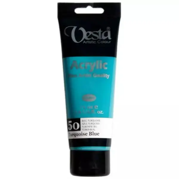 رنگ اکریلیک وستا  مدل 50 Turquoise Blue حجم 75 میلی لیتر - 2