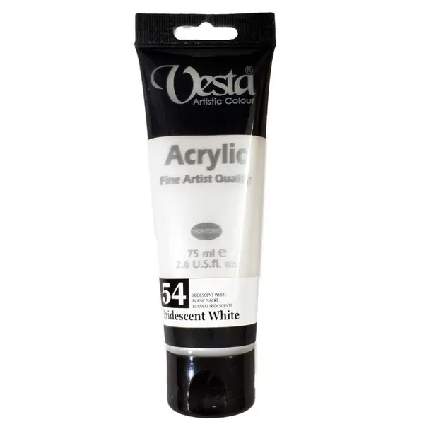 رنگ اکریلیک وستا مدل 54 Iridescent White حجم 75 میلی لیتر
