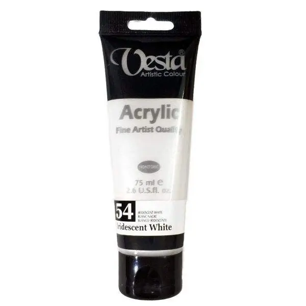 رنگ اکریلیک وستا مدل 54 Iridescent White حجم 75 میلی لیتر