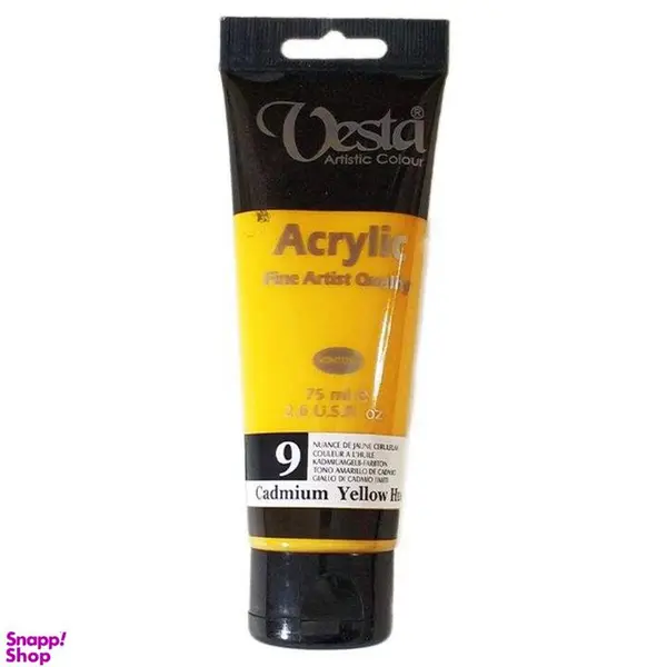 رنگ اکریلیک وستا زرد مدل 9 Cadmium Yellow Hue حجم 75 میلی لیتر