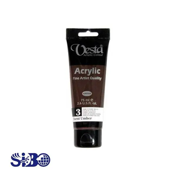 رنگ اکریلیک وستا قهوه ای مدل ۳ حجم ۷۵ میلی لیتر Burnt Umber