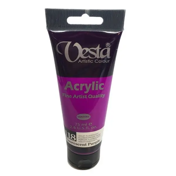 رنگ اکریلیک وستا Fluorescent Purple 118 حجم 75 میل