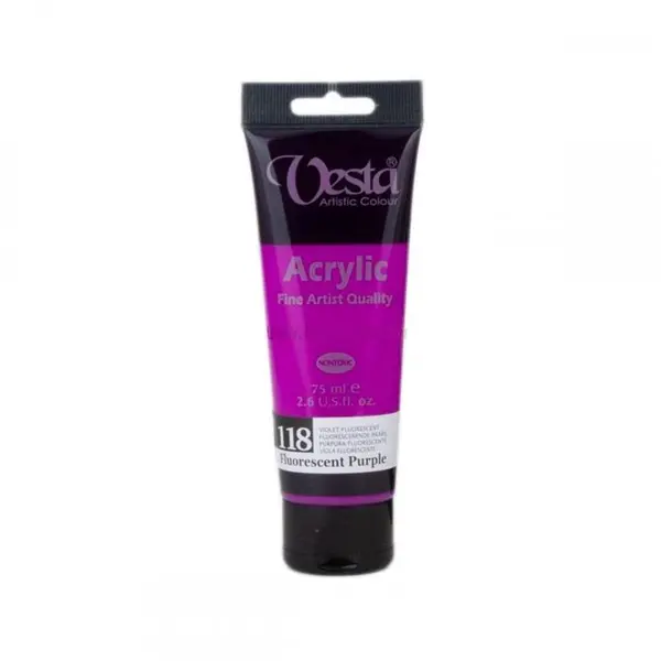 رنگ اکریلیک وستا Fluorescent Purple 118 حجم 75 میل