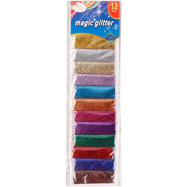 پودر اکلیل رنگی Magic Glitter بسته 12 عددی