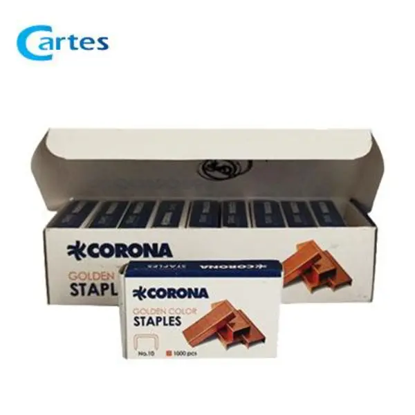 10000 عدد سوزن منگنه برند کرونا corona سایز 24،6 مدل نقره ای (10 بسته 1000 تایی)