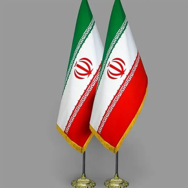پرچم تشریفات ایران مخمل و پایه خورشیدی درجه یک به همراه میله استیل درجه یک