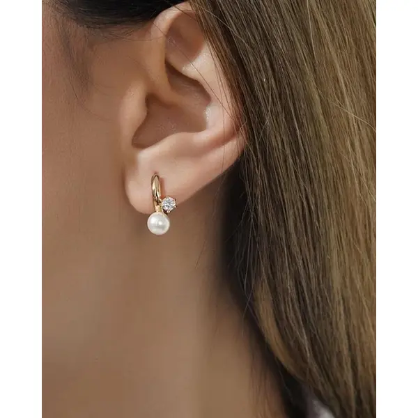 گوشواره زنانه ژوپینگ مدل حلقه ای مرواریدی