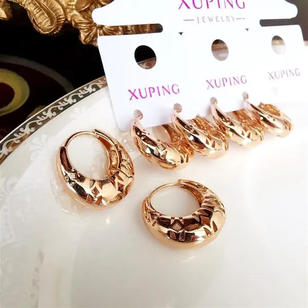 گوشواره زنانه ژوپینگ مدل حلقه ای چند ضلعی