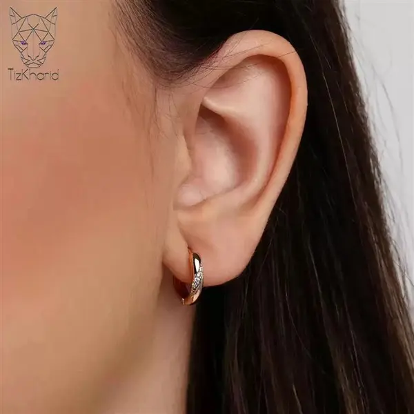 گوشواره حلقه ای مینیمال نگین دار ژوپینگ