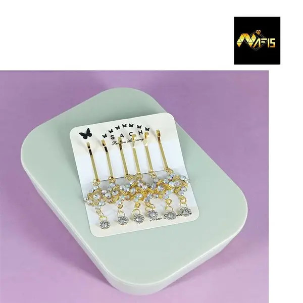 گیره روسری آویز دار  طرح گل سرامیکی رنگی - 3