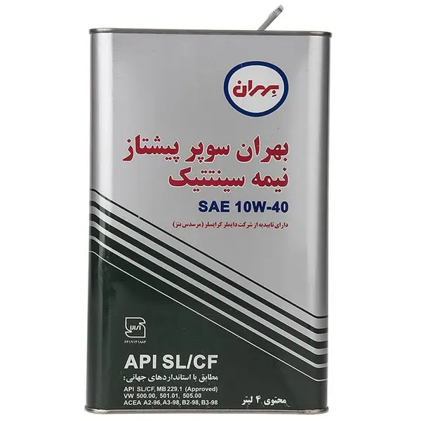 روغن موتور بهران سوپر پیشتاز 10W40 sl پلاستیکی 4لیتری