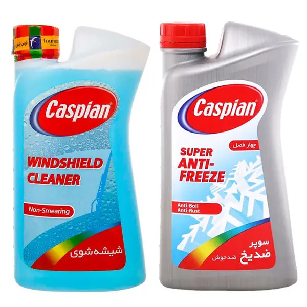 مجموعه ضدیخ و شیشه شور کاسپین مدل S333 حجم 1 لیتر بسته 2 عددی