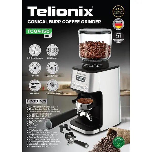 آسیاب قهوه برقی تلیونیکس مدل TCG4150