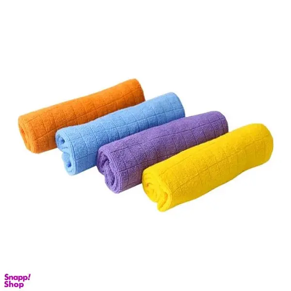 دستمال میکروفایبر نظافت خودرو مدل A2345 بسته 4 عددی