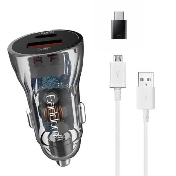 شارژ فندکی تایپ سی و یو اس بی 48 وات ارلدام Earldom ES-CC17 Car Charger USB C A 3.0A - 3