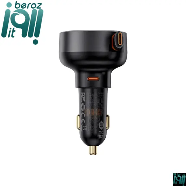 شارژر فندکی بیسوس Baseus cctxp-cc Enjoyment Pro C00057802111 توان 60 وات همراه با کابل متصل - 2
