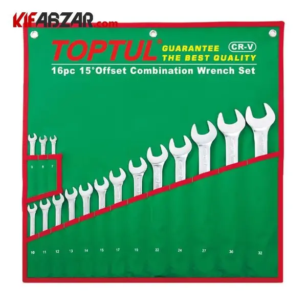 مجموعه 16 عددی آچار یکسر تخت یکسر رینگ تاپ تول مدل GAAA1604