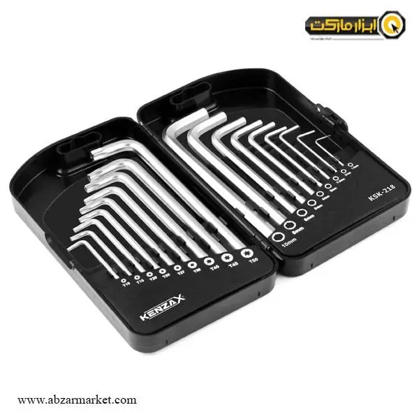 مجموعه 18 عددی آچار آلن و ستاره ای کنزاکس مدل KSK-218
